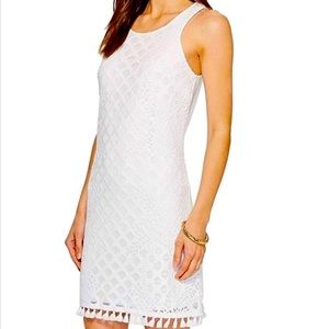 NWT Lilly Pulitzer engineered pineapple lace tassel hem Marquette Shift Dress L